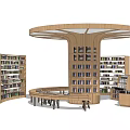 Modern Bookshelf Round Solid Wood Bookshelf 3d model