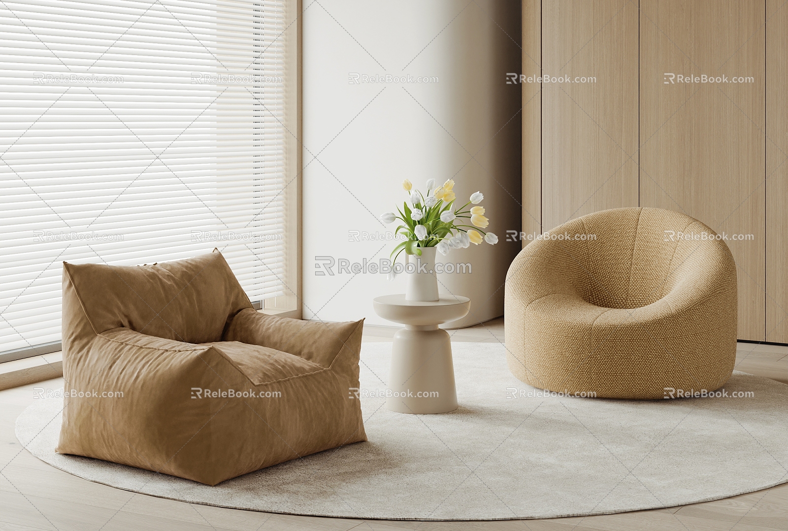 Modern Lazy Sofa Modern Single Sofa Side Several Floriculture 3d model