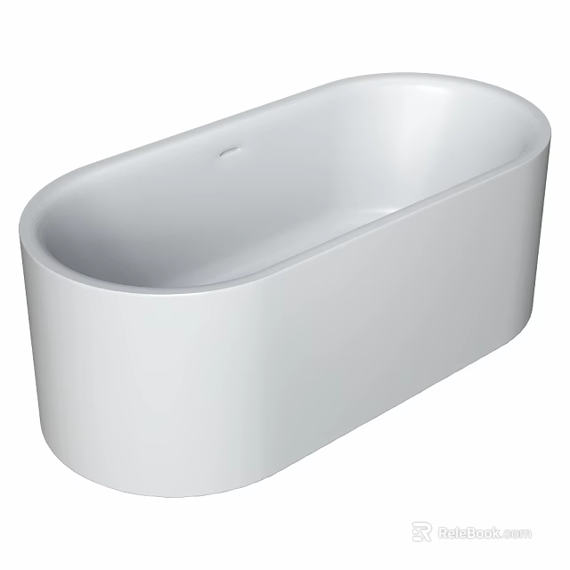 Sleek White Freestanding Oval Bathtub For Modern Bathroom Interior Design 3d model 