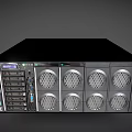 Black Server With Multiple Hard Drive Slots Ventilation Holes And Front Panel Display Buttons 3d model