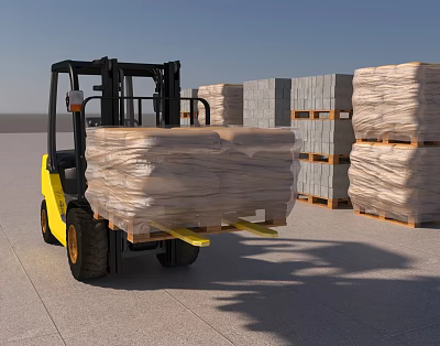 Forklift Cargo Cement Brick Stone Brick Hollow Brick 3d model Forklift Cargo Cement Brick Stone Brick Hollow Brick 3d model