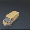 White Panel Van Commercial Vehicle With Top View On Dark Background 3d model