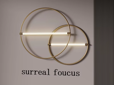 Surreal Focus Modern Golden Circular Wall Lamps With Illuminated Bars 3d model
