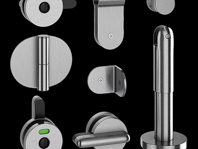 Modern Public Toilet Stainless Steel Hardware Including Door Locks Hinges And Door Stops 3d model