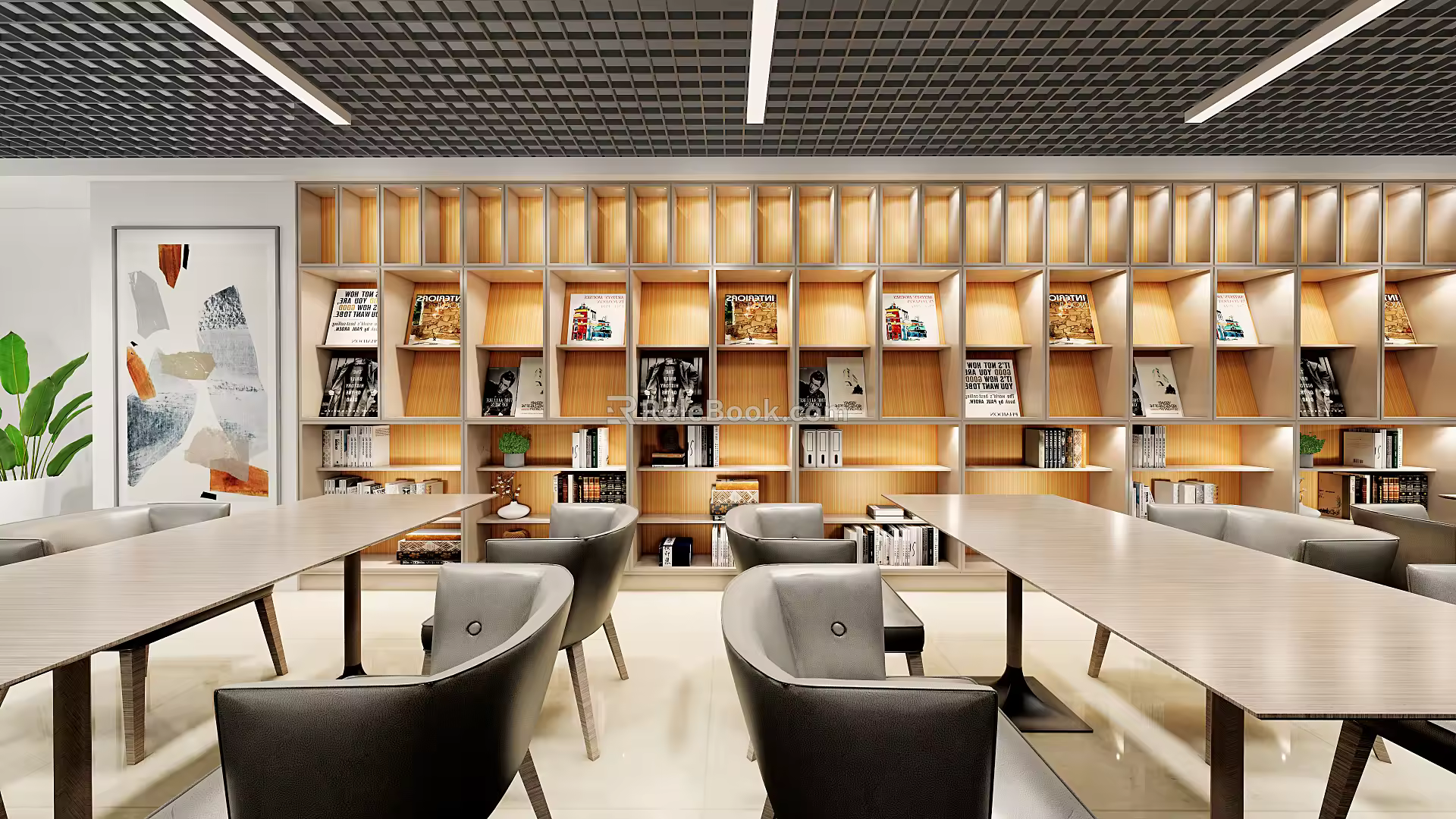 Modern Library Reading Area 3d model