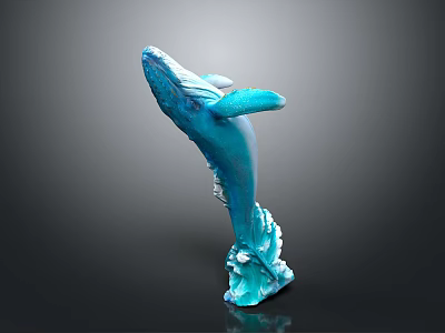 Blue Whale Game Movie Character in Dynamic Leaping Pose With Wave Tail Details 3d model