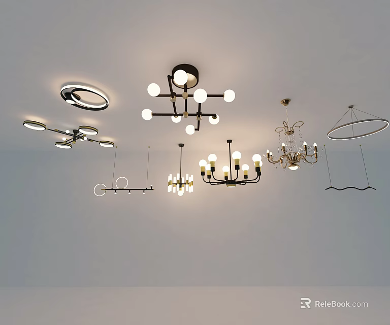 Various Chandelier Designs with Modern and Classic Styles for Home Decoration 3d model 