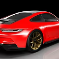 Red Sports Car With Black Roof Gold Wheels And Sporty Exterior Design