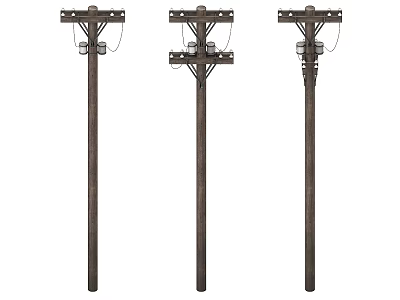 Wire pole wood wire pole wire on wire pole retro wire pole old wire pole 3d model