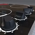 Modern Electric Cooktop With Glass Surface Four Heating Elements And Control Knobs