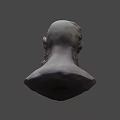 Game Movie Character Detailed Head Sculpture With Wrinkled Face And Curly Beard