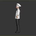 Game Movie Chef Character 3D Model Standing In White Uniform With Chef Hat