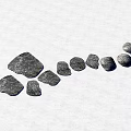 Gray Stepping Stones Arranged As A Path On White Ground Surface 3d model