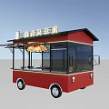 Red Mobile Food Cart With Cooking Flame For Street Food Service
