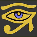 Golden Eye of Horus Symbol With Blue Pupil And Intricate Design