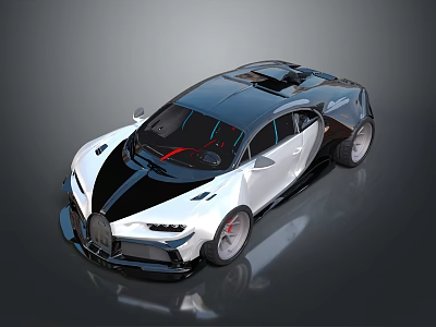 Luxury Sports Car Black White With Sleek Aerodynamic Body Red Accent Interior And Modern Design 3d model