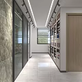 Modern Front Desk Reception Area With Marble Walls Glass Partitions And Elegant Lighting Design