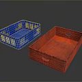 Blue And Red Plastic Storage Containers With Perforated And Solid Design For Home Organization 3d model