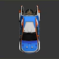 Military Pickup Truck With Blue Orange Exterior Off Road Tires Rugged Design