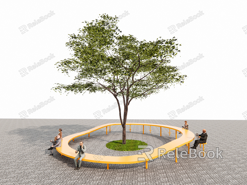 Modern Outdoor Chair Landscape Seat Ring Tree Pool model