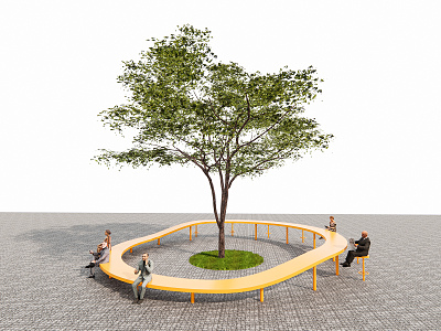 Modern Outdoor Chair Landscape Seat Ring Tree Pool 3d model