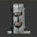 Vintage Rusted Metal Door Handle With Rustic Green Brown Patina And Old Lock Mechanism