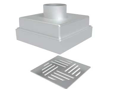 Square Ventilation Component With Cylindrical Top And Grated Cover Design 3d model