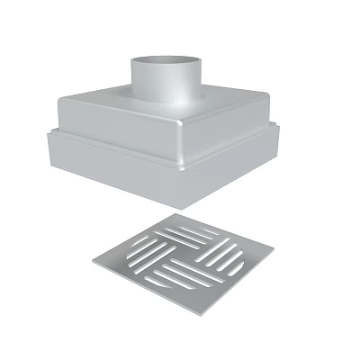 Square Ventilation Component With Cylindrical Top And Grated Cover Design 3d model