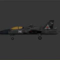 Detailed Dark Gray Fighter Jet Model With Golden Canopy And Japanese Flag Markings