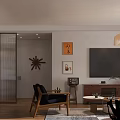 Cozy Living and Dining Area Interior With Pendant Light Sofa Dining Table And Plant