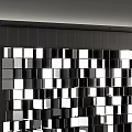 Modern Wall Decor With Black White Geometric Squares And Illuminated Hanging Design
