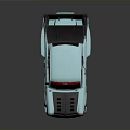 Light Blue Vintage Modified Car With Red Top Windshield Black Rear Spoiler And Streamlined Design