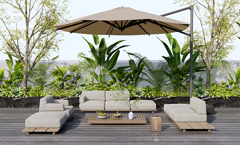 Modern outdoor sofa outdoor sofa coffee table combination 3d model