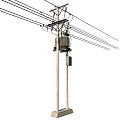 Utility Pole With Transformer And Multiple Power Lines Against White Background 3d model