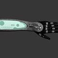 Human Character With Biomechanical Green Silver Mechanical Hand And Detailed Joint Structure