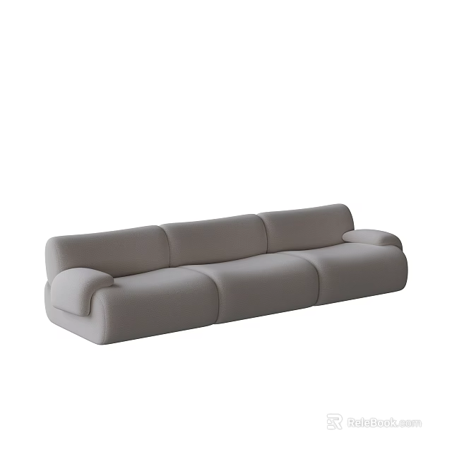 Modern Gray Fabric Multi person Sofa With Sleek Lines And Comfortable Design 3d model