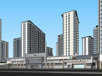 Modern High Rise Apartment Complex Exterior With Ground Floor Commercial Space And Glass Facades 3d model