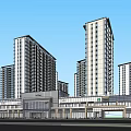 Modern High Rise Apartment Complex Exterior With Ground Floor Commercial Space And Glass Facades