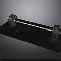 Sturdy Fitness Barbell Equipment With Weight Plates On Black Exercise Mat