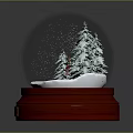Decorative Snow Globe Ornament Set With Santa Claus Pine Trees And Red Lenox Base