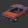Vintage Red Classic Car With Old Style Headlights And Smooth Retro Body