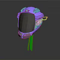 Futuristic Purple Helmet With Black Visor And Red Support Stand