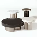 Modern Round Coffee Tables With Marble And Solid Color Tops On Metal Bases 3d model