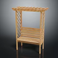 Outdoor Wooden Pergola Bench With Slatted Design And Lattice Sides