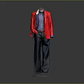 Men's Mannequin Wearing Red Blazer Blue Shirt Tie And Dark Pants