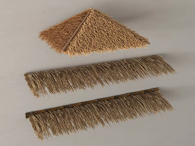 Traditional Thatched House Roof With Natural Thatch Eave And Material 3d model