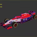 Formula One Racing Car White Red Blue Streamlined Body With Brand Logos