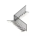 Elegant Modern Interior Staircase with Marble Steps Black Railings and Gold Accents