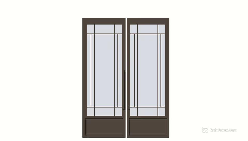 Double Doors with Glass Panels and Black Frames for Modern Home Design 3d model