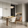 Modern Living And Dining Room Interior With Beige Sofa Arched Window And Decorative Painting
